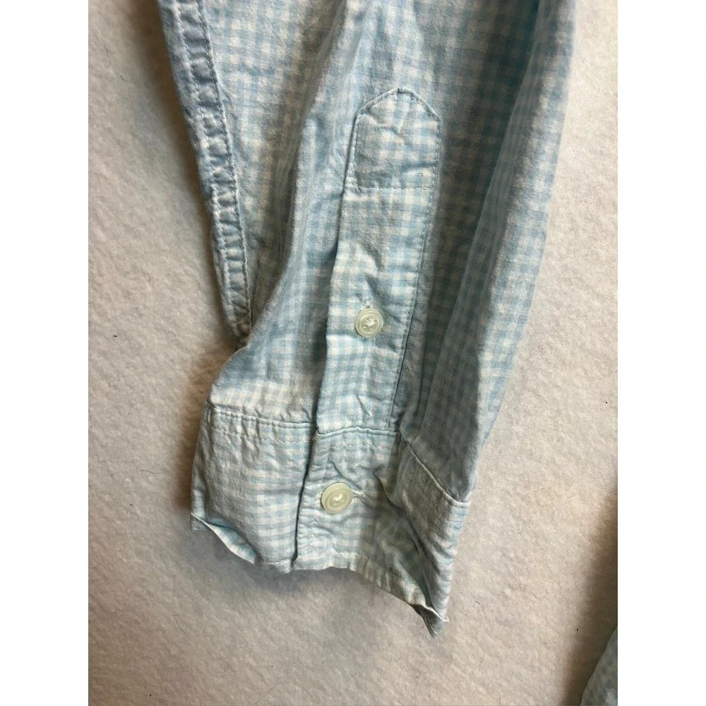 Gymboree Kids Boys Light Blue Gingham Check Button Down‎ Shirt XXL Long Sleeve